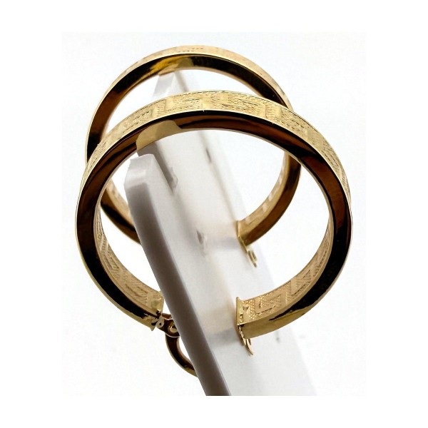 Pendientes aros grecas de oro 18k